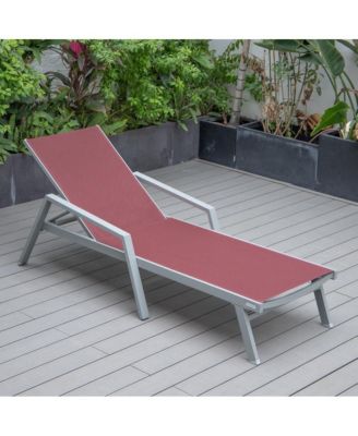 Marlin Patio Chaise Lounge Chair With Armrests in Grey Aluminum Frame