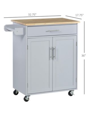 Gray Mobile Kitchen: Rolling Cart Island with Drawer and Towel Rack