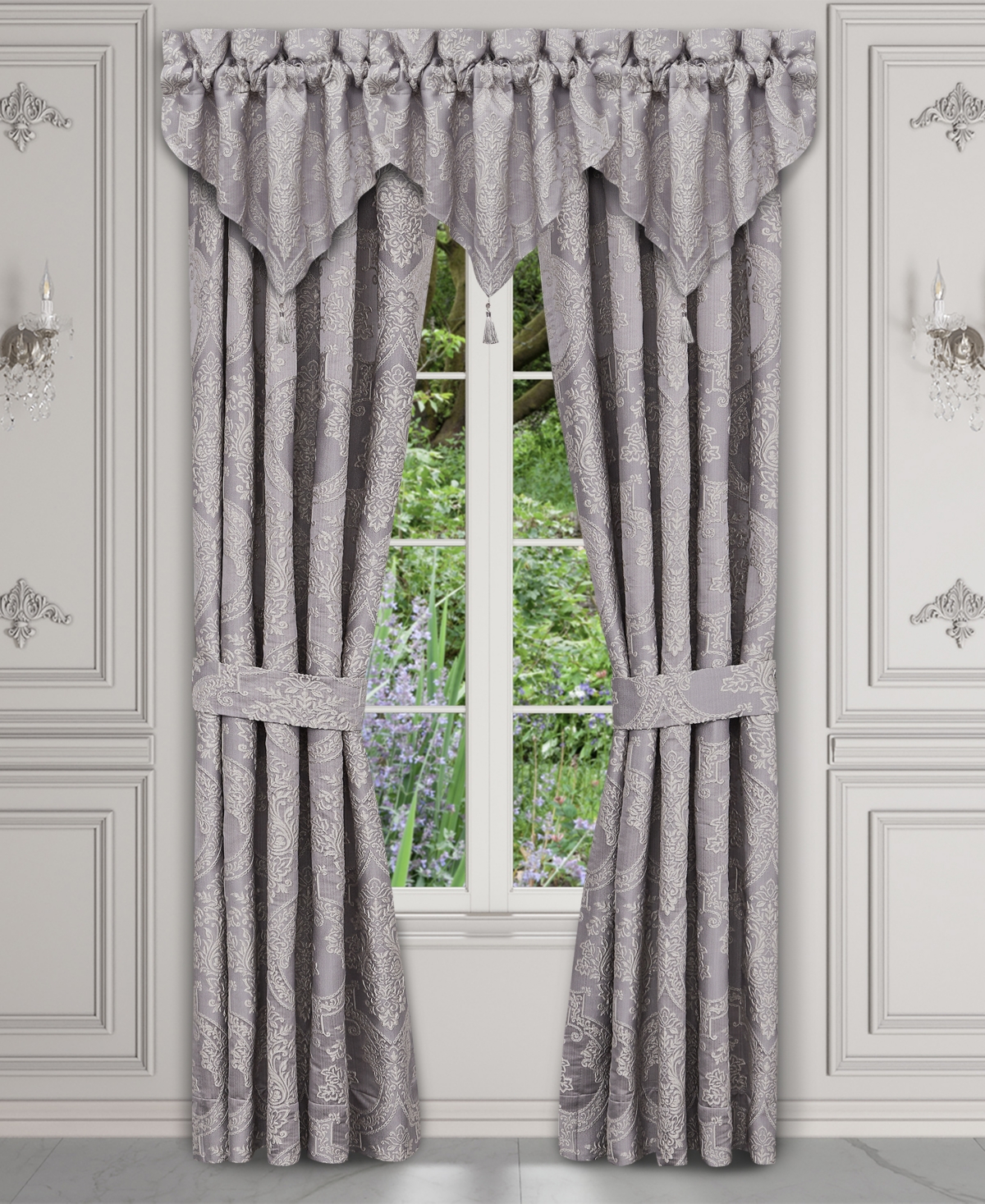 J Queen New York Mary Window Panel Pair, 50 X 84" In Purple