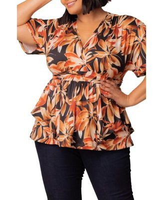 Plus Size Encore Short Sleeve Printed Top