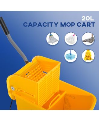 Compact Mop Bucket with Wringer on Wheels 21 Quart