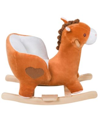 Baby Rocking Horse, Plush Animal Rocker w/ Realistic Sound, Pedals