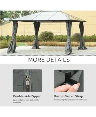 9.84' x 11.8' Gazebo Sidewall Set with Hooks/C-Rings,