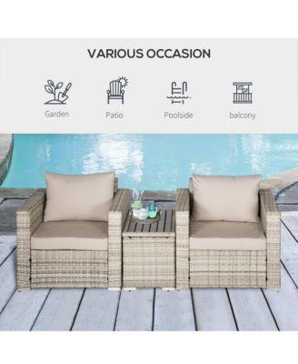 3 Piece Patio Furniture, Balcony Table & Chairs, Cushions,
