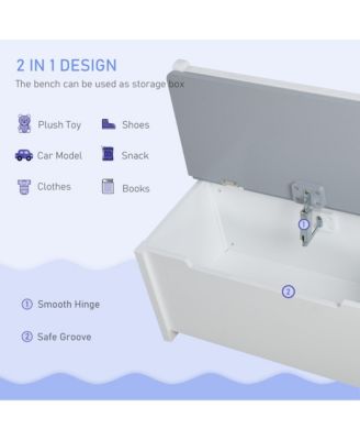 4-Piece Kids Table Set with 2 Wooden Chairs, 1 Storage Bench,