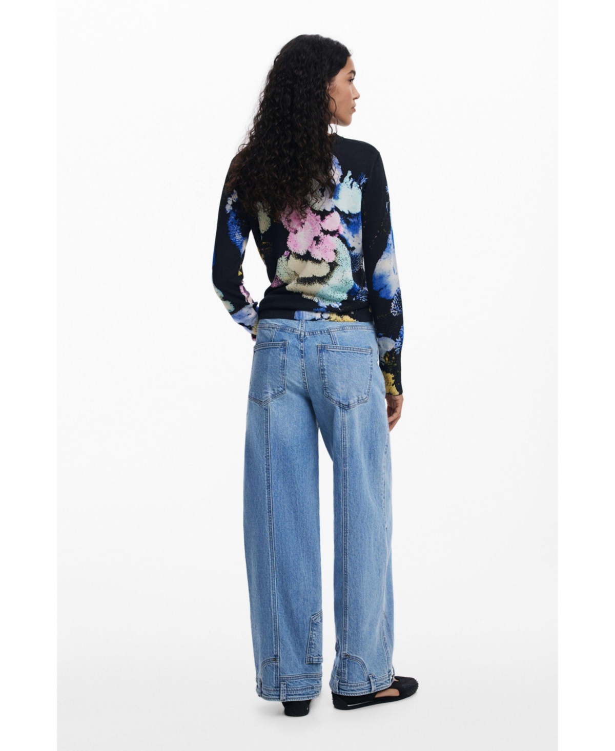 Desigual Abstract Print Crewneck Sweater In Blue