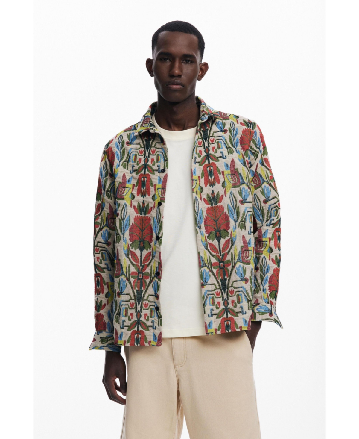 Desigual Men's Ethnic Long-sleeve Shirt In Multi