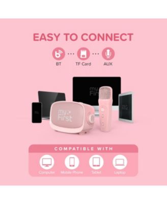 Voice 2 - Kids Mini Karaoke Machine with Wireless Microphone and Ai Voice Changer for Kids, Portable Bluetooth Speaker, Christmas Toys Gifts for Girls and Boy 3-12 Years Old (Pink)