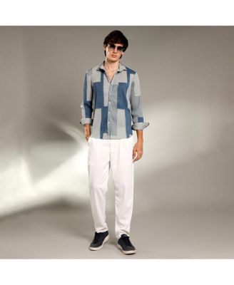 Men's Cloud Grey & Lapis Blue Retro-Pleat Shirt