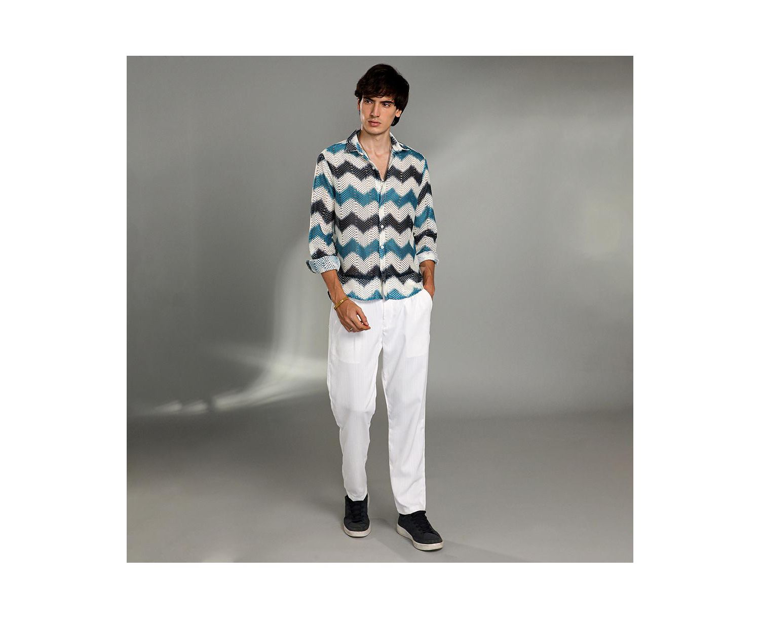 Men's Chevron-Block Knit Shirt