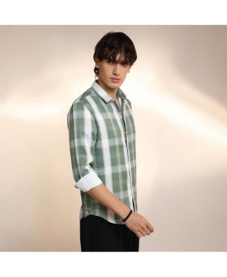 Men's Sage Green Tartan Plaid Shirt