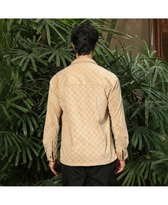 Men's Buff Beige Cubic Velvet Utility Shacket