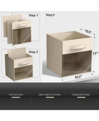 11 Inch 6 Pack Collapsible Fabric Storage Bins with Clear Window - for Organizing Clothes, Toys, Books, Shelves, Closets 10.5”x 10.5”x 11”