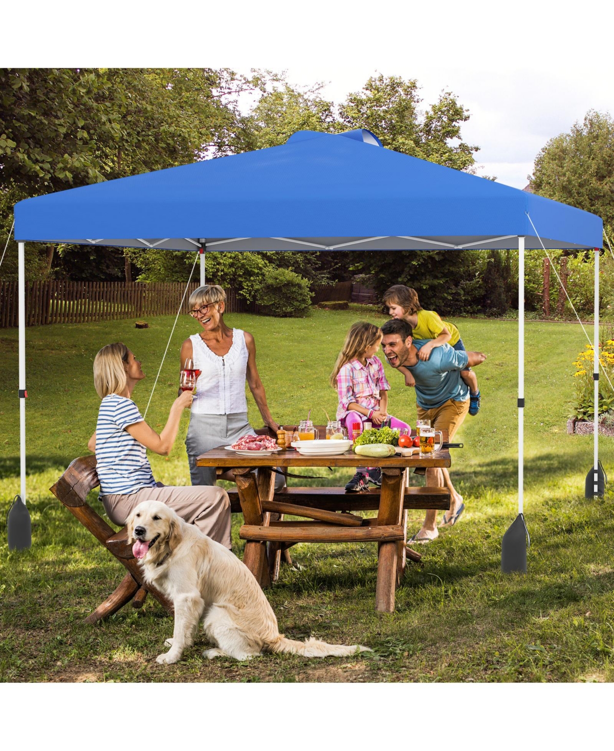 Gymax 10 X Ft Pop up Canopy Tent w/ 1 Sidewall Wheeled Bag 8 Stakes & 4 Wind Ropes