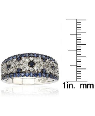 Suzy Levian Sterling Silver 2.28CT Sapphire & Created White Sapphire Abstract Ring