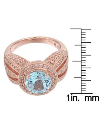 Suzy Levian Sterling Silver Round Cut Center Topaz Cocktail Ring
