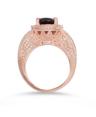 Suzy Levian Sterling Silver Oval Cut Center Topaz Cocktail Ring