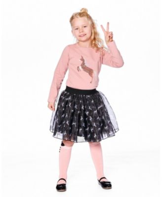 Girl Cotton Long Sleeve T-Shirt Dusty Pink with Sequin Unicorn - Toddler|Child