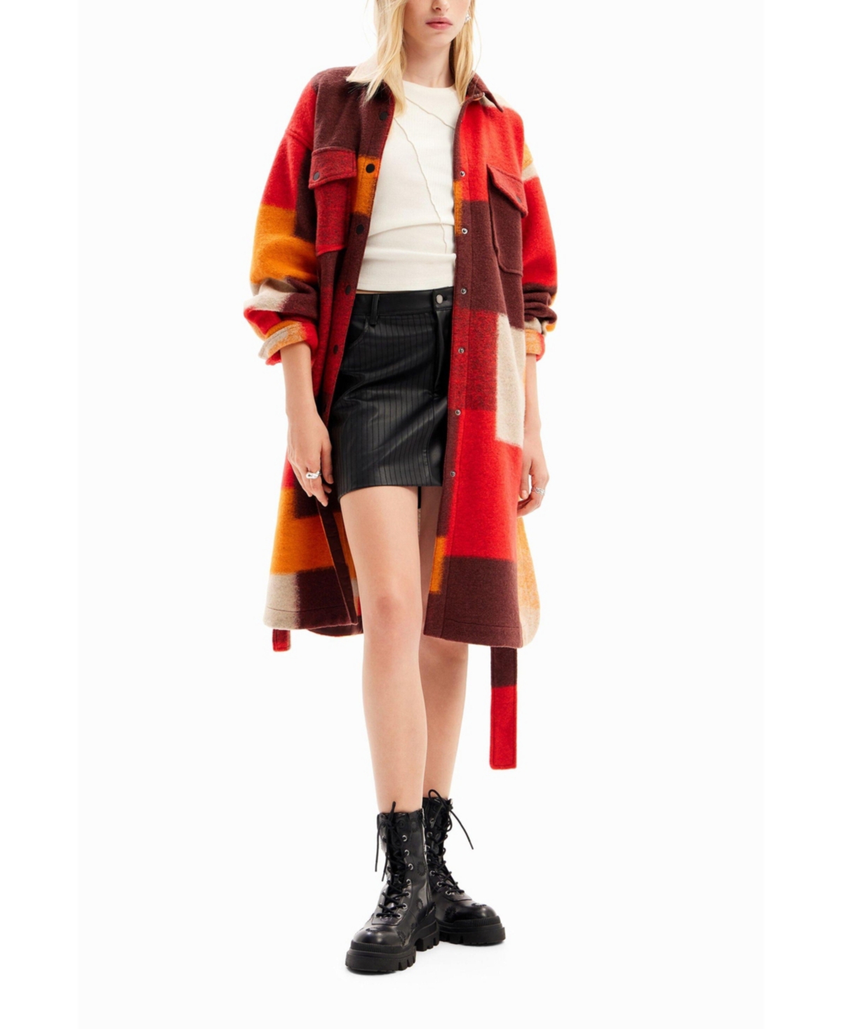 Desigual Women's Checked Overshirt Coat In Multi