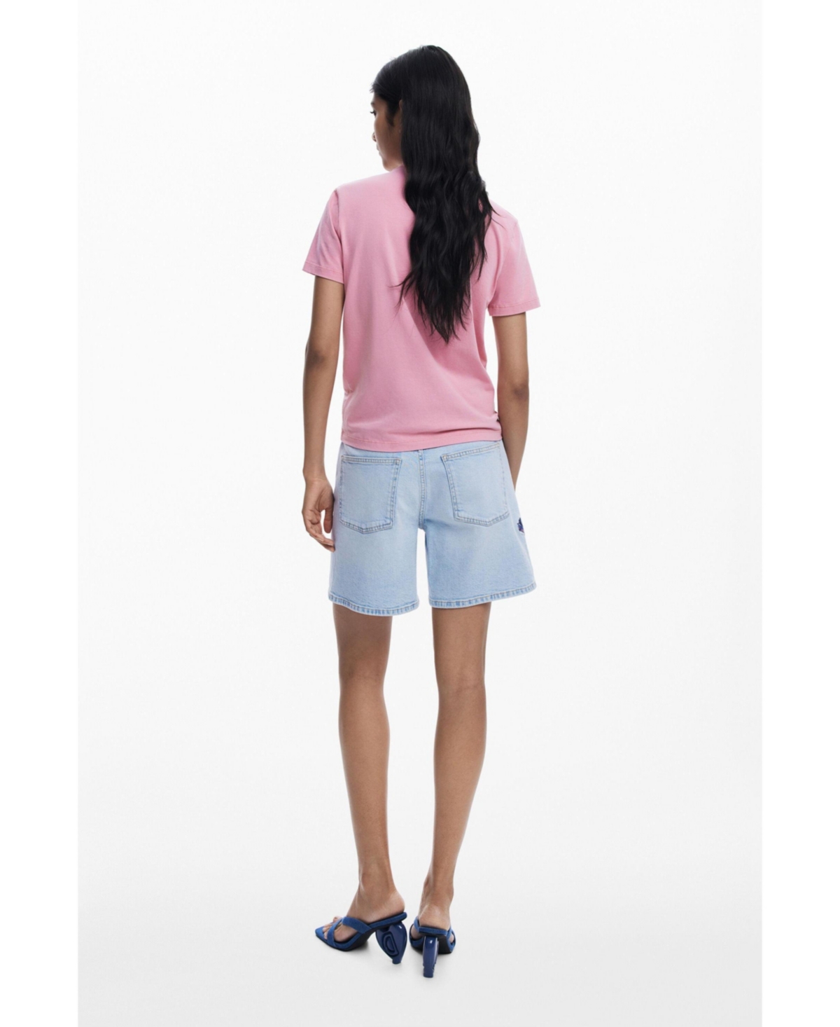 Desigual Rhinestone Embellished Stretch Cotton T-shirt In Purple