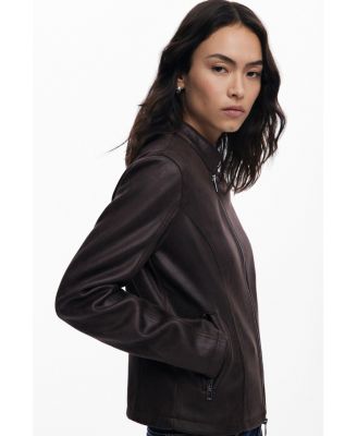 Women's Combined faux leather jacket