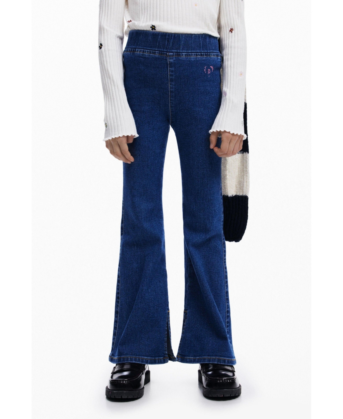 Desigual Girls's Flared Denim-effect Leggings In Blue