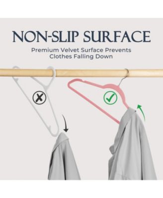 17.5 Inch Silver Hook Velvet Hangers