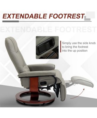 Faux Leather Manual Recliner with Swivel Wood Base Padded Armrest