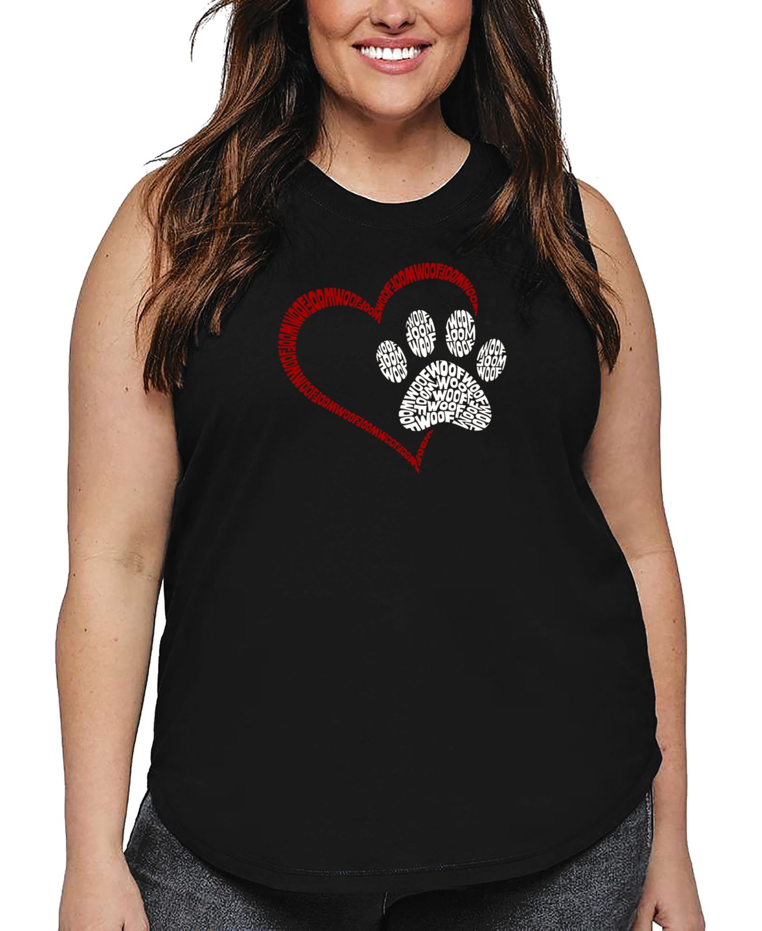 Plus Size Paw Heart Word Art Tank Top