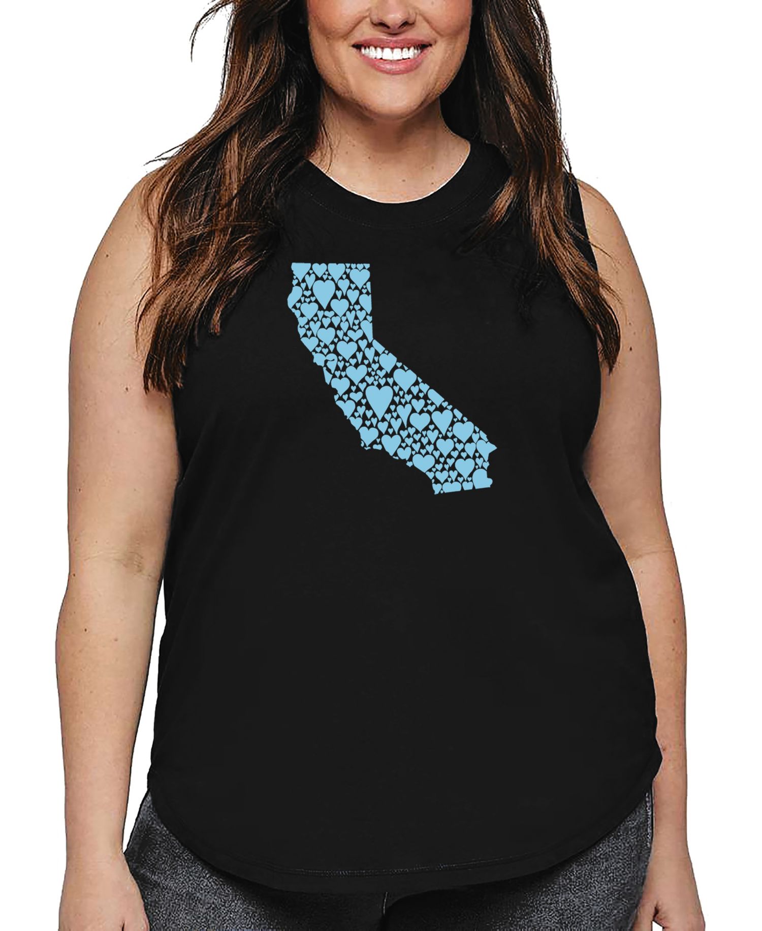 Plus Size California Hearts Word Art Tank Top