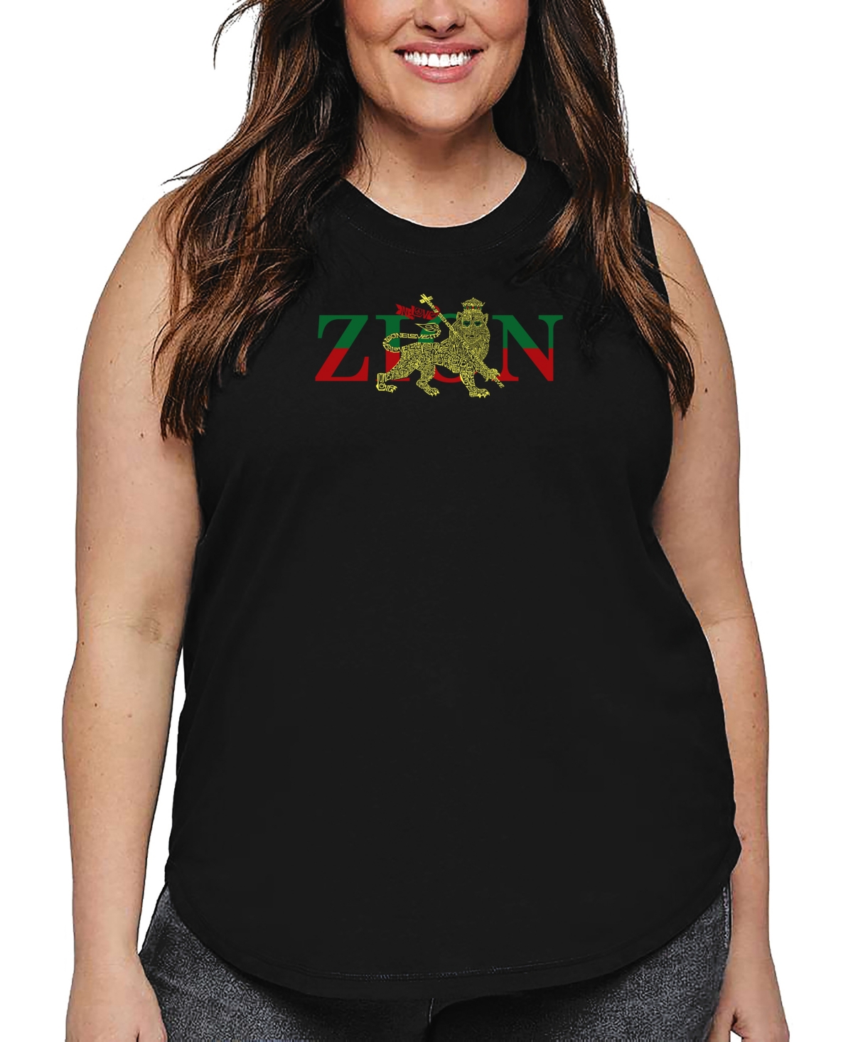 La Pop Art Plus Size Have Yourself A Merry Little Christmas Word Art Tank Top In Black