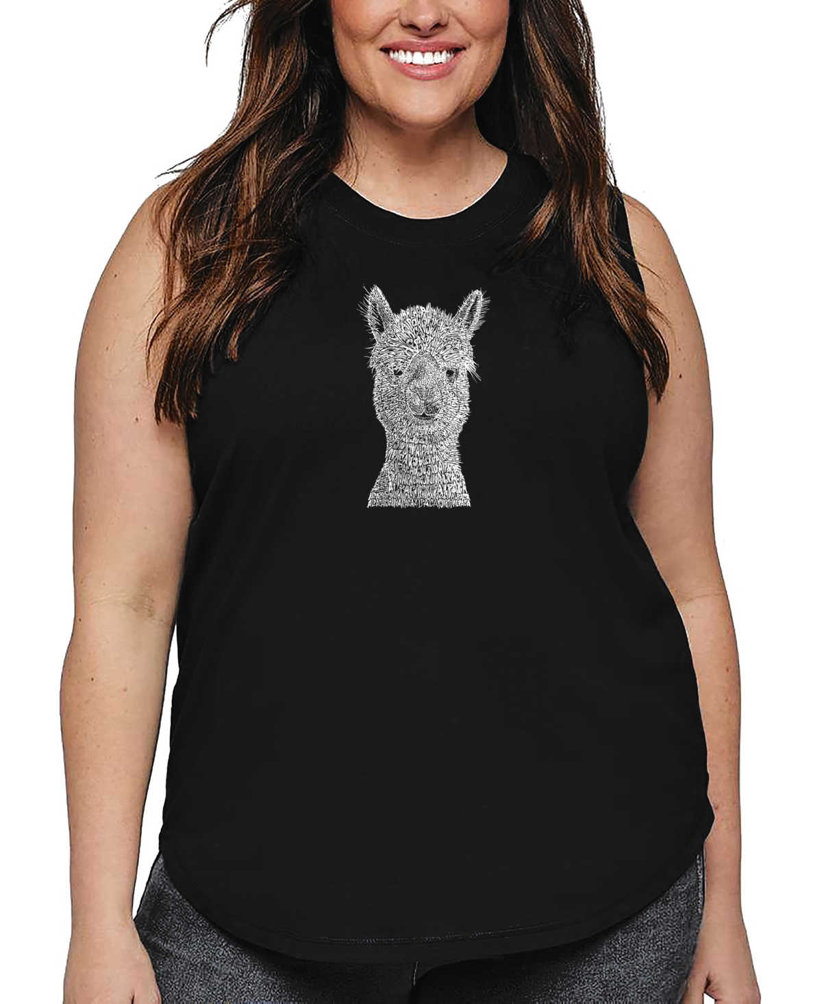 La Pop Art Plus Size Have Yourself A Merry Little Christmas Word Art Tank Top In Black