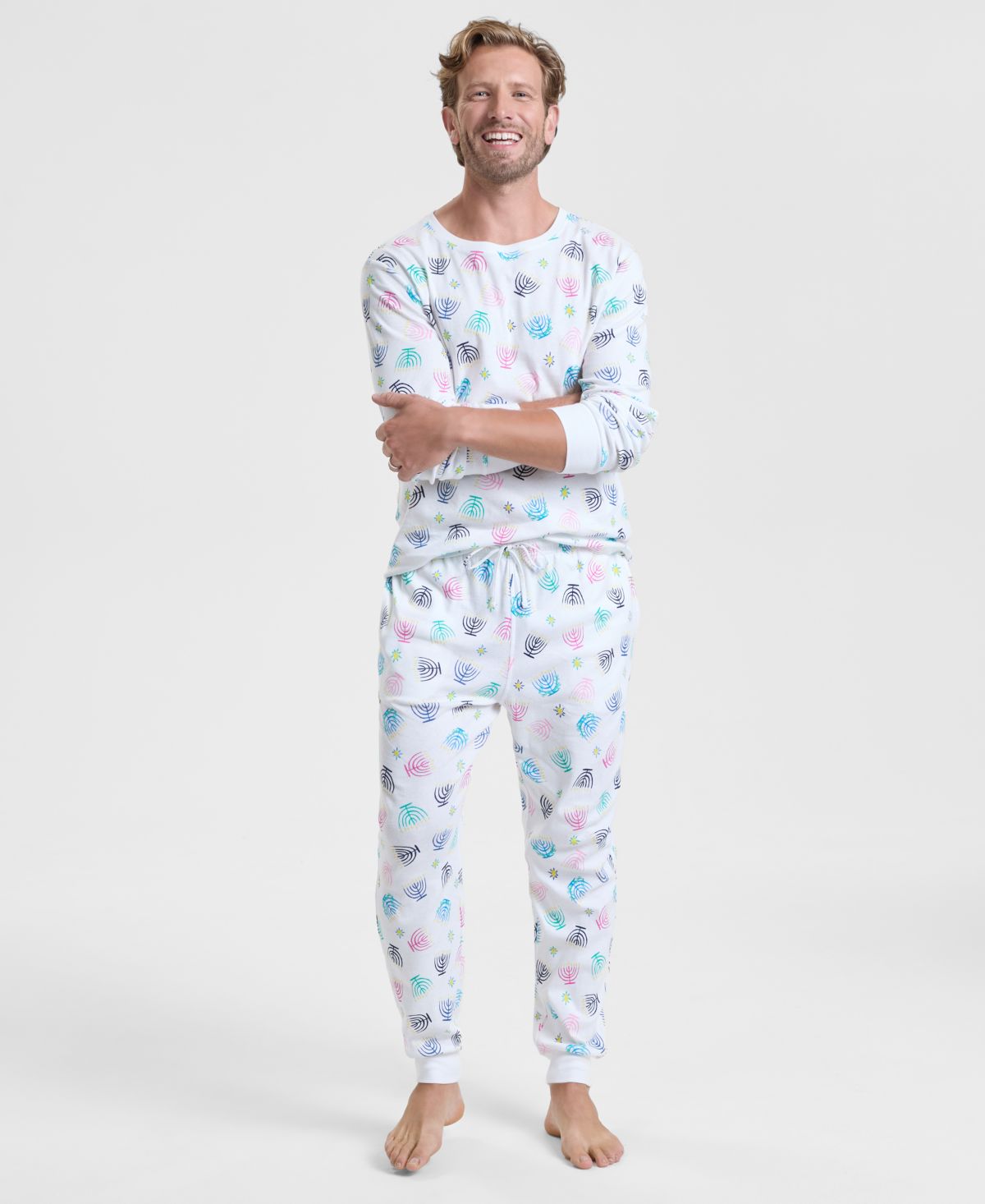 Мужской хлопковый пижамный комплект Multi Menorah, эксклюзивный бренд Macy's