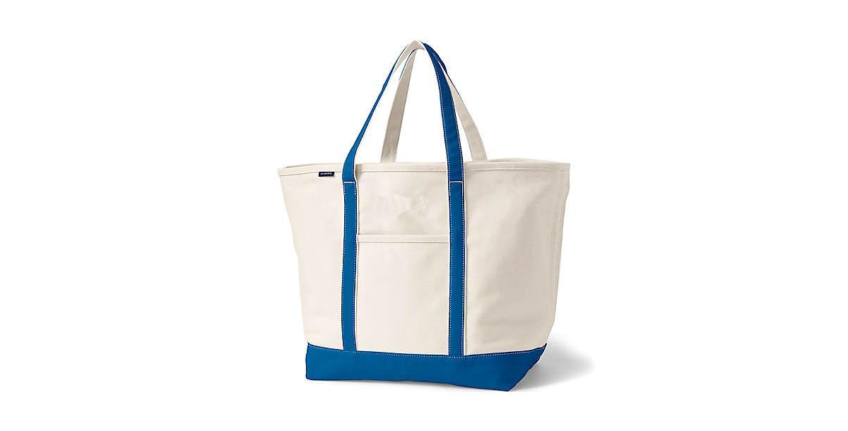 Extra Large Natural 5 Pocket Open Top Canvas Tote Bag - Natural/heritage red
