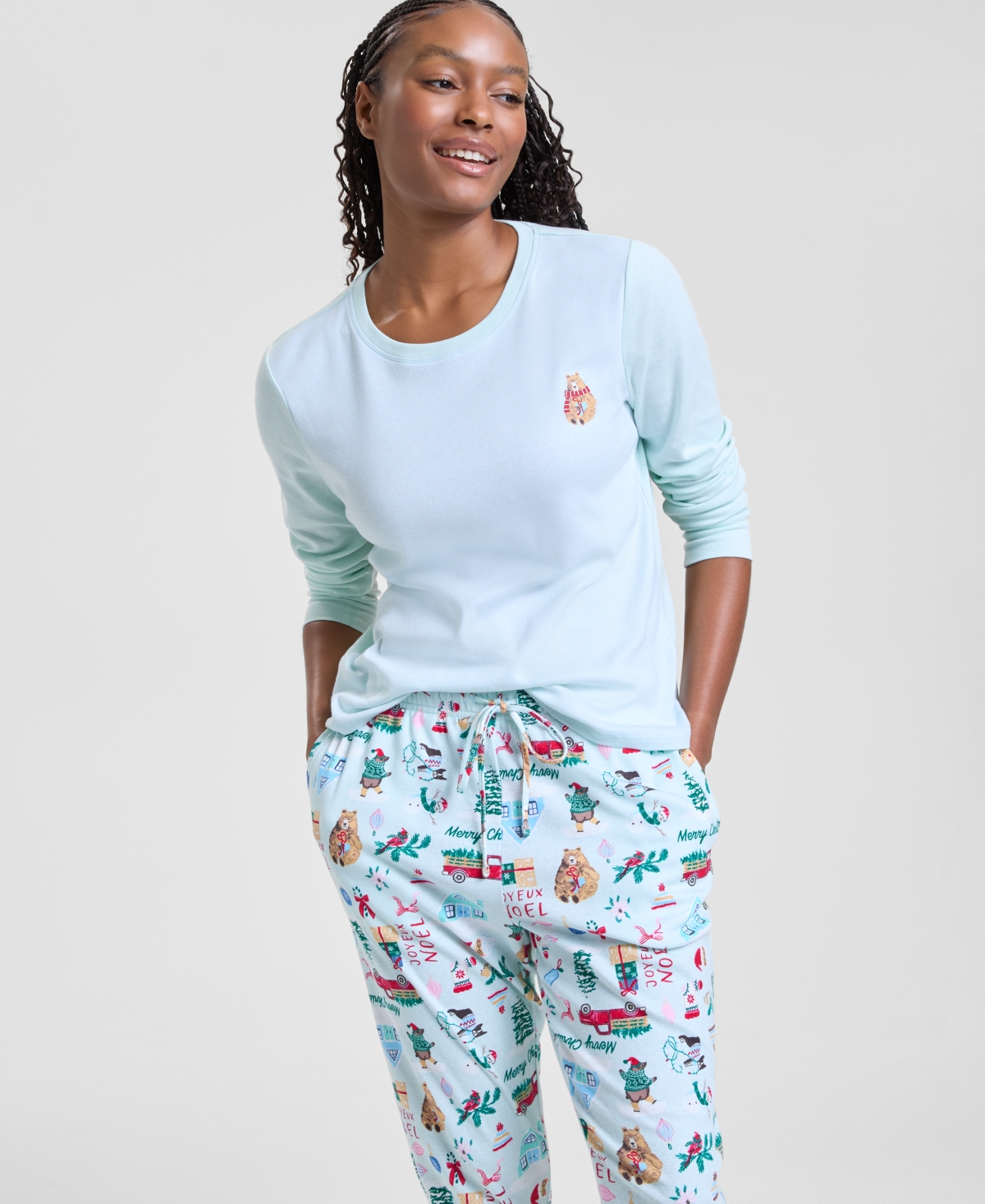 Holiday Lane Women's Winter Cotton Pajama Set, Macy's Exclusive