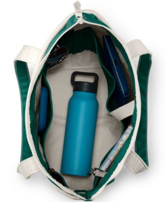 Medium 5 Pocket Zip Top Long Handle Canvas Tote Bag