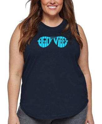 Plus Size Beach Vibes Word Art Tank Top