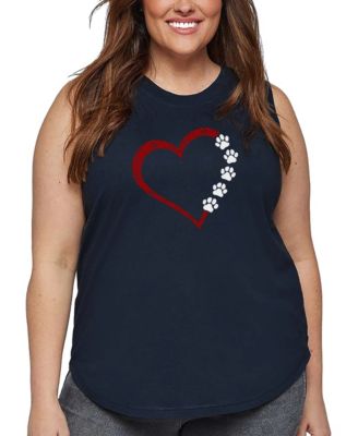Plus Size Meow Heart Word Art Tank Top