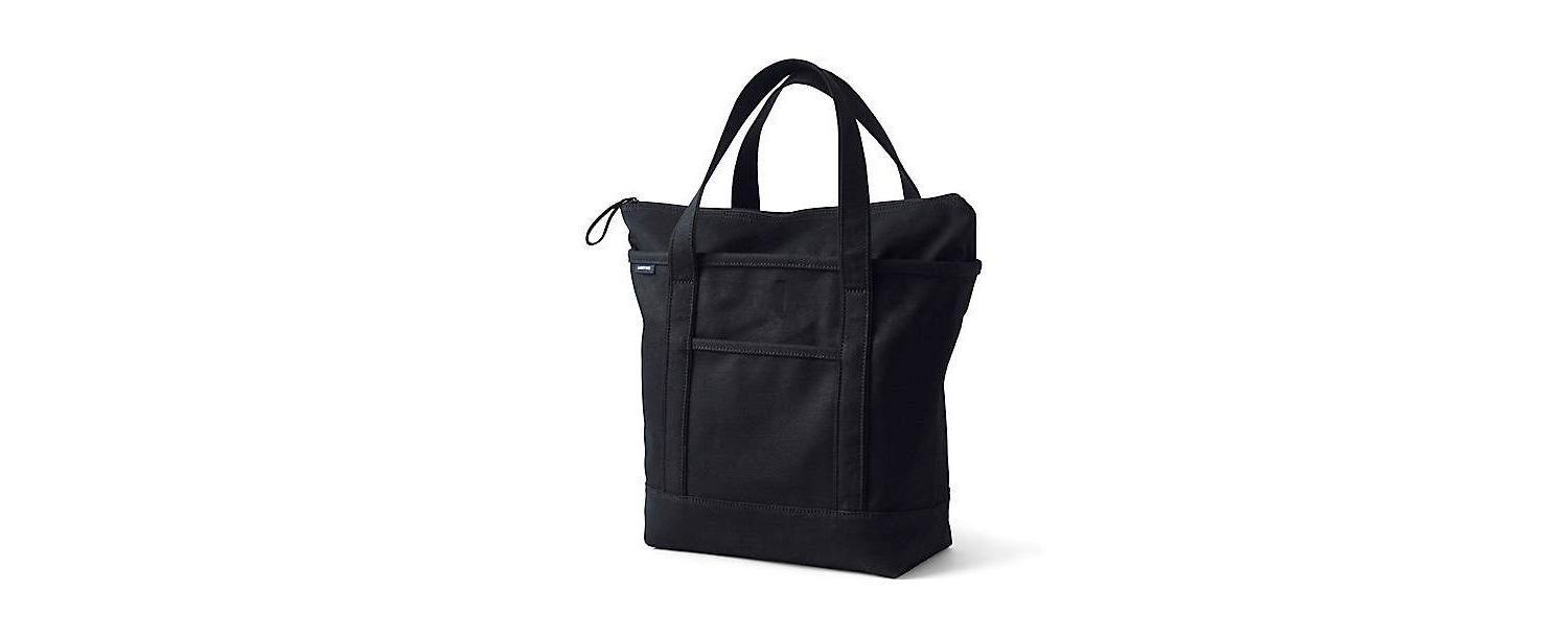Medium Solid Color 5 Pocket Zip Top Canvas Tote Bag