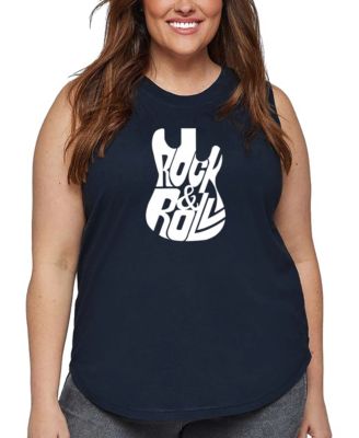 Plus Size Rock and Roll Guitar Word Art Tank Top