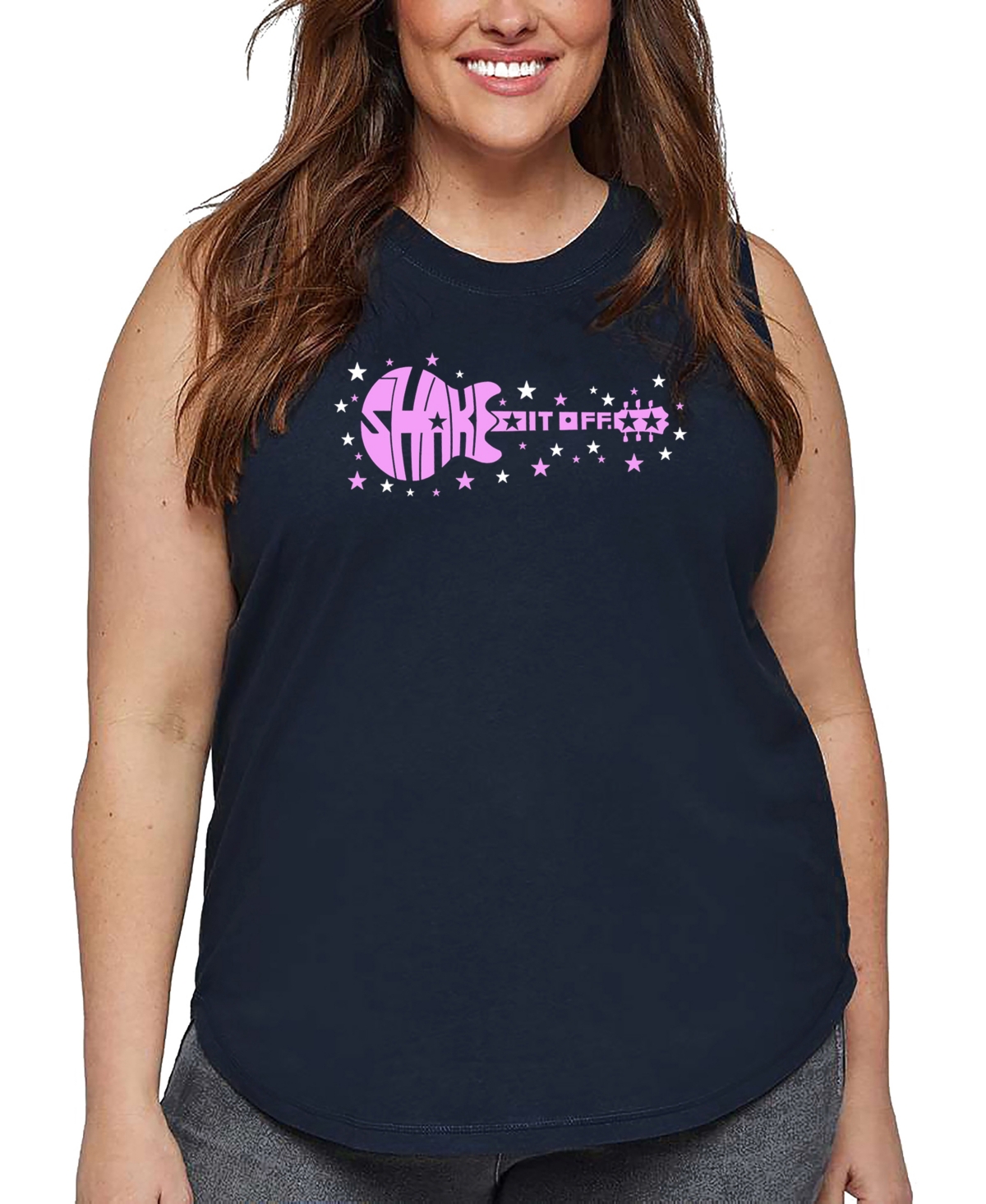 La Pop Art Plus Size Crazy Little Thing Called Love Word Art Tank Top In Blue