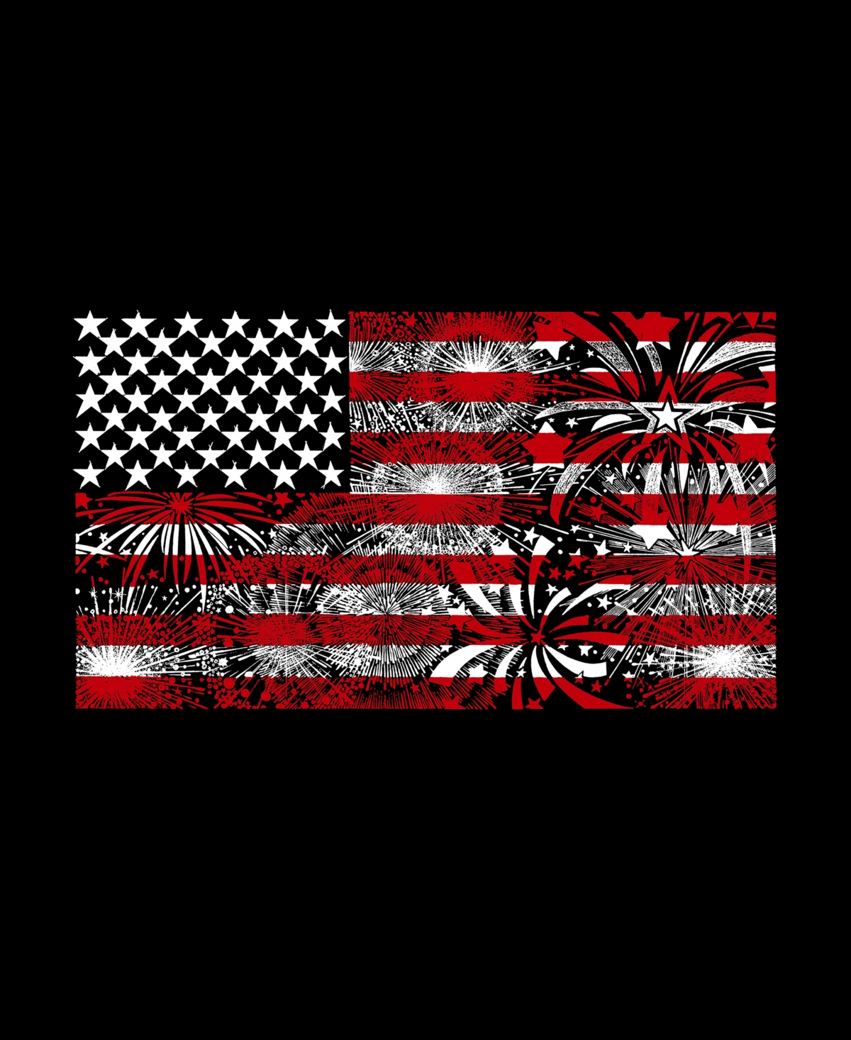 La Pop Art Plus Size Fireworks American Flag Word Art Tank Top In Black