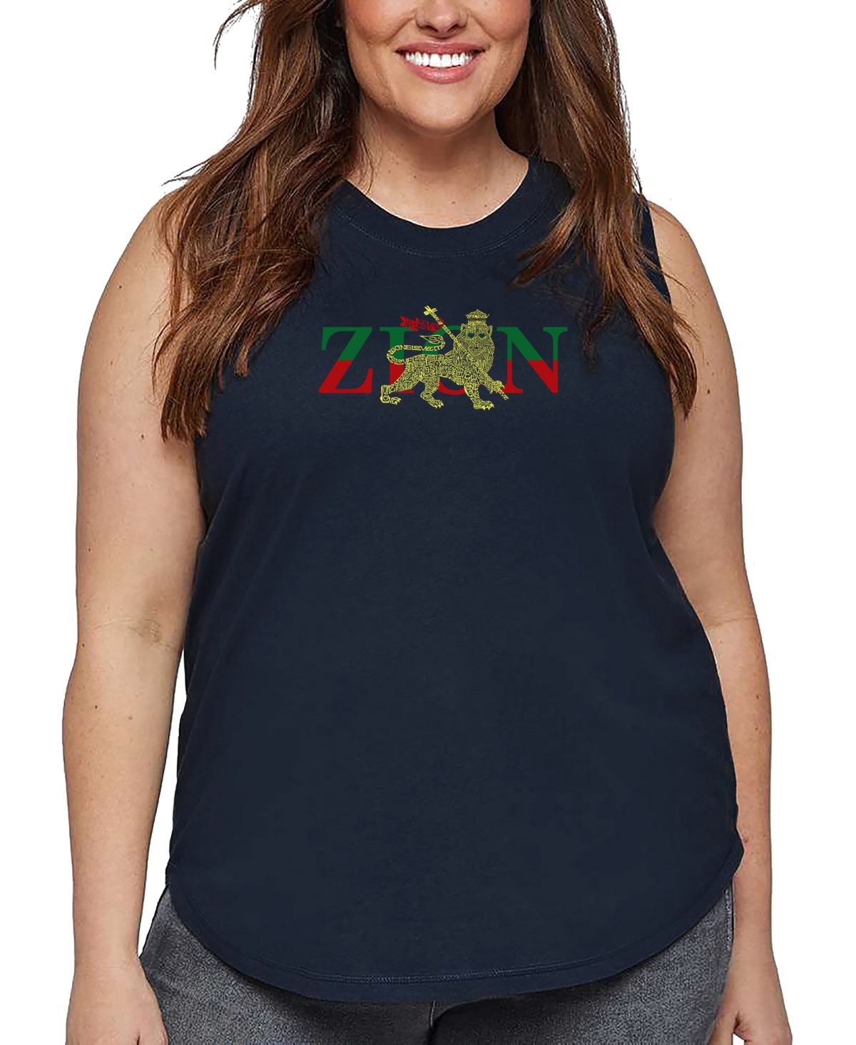 La Pop Art Plus Size Crazy Little Thing Called Love Word Art Tank Top In Blue