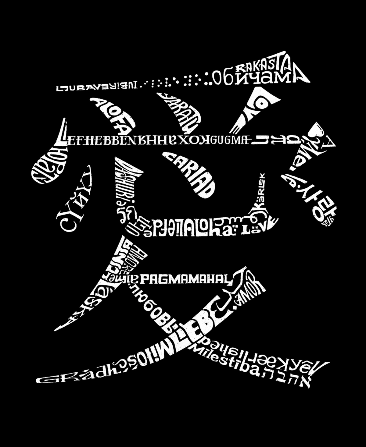 La Pop Art Plus Size 44 Love Languages Word Art Tank Top In Black