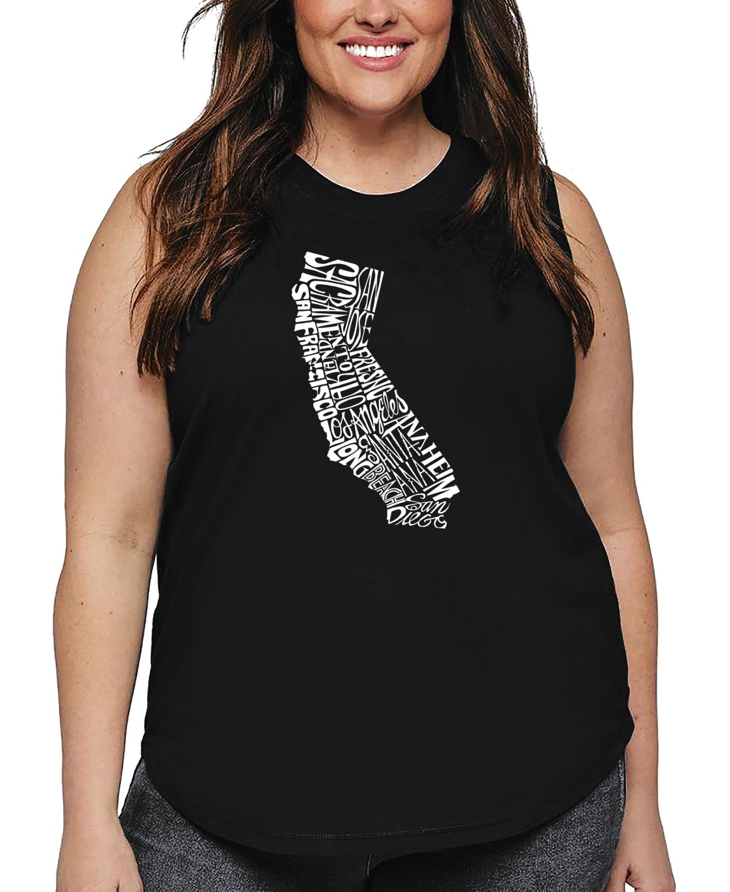 Plus Size California State Word Art Tank Top