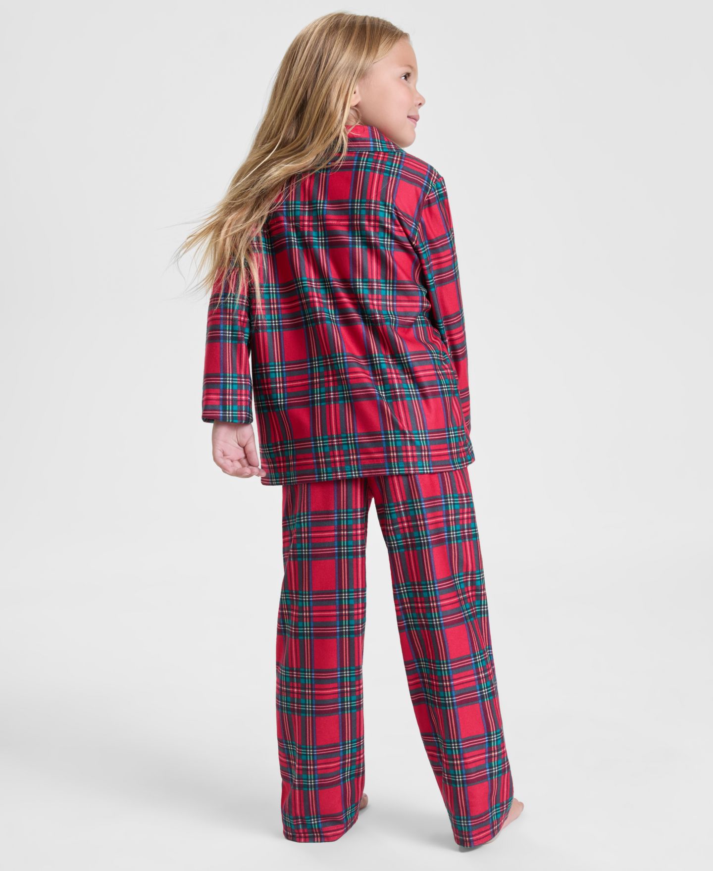 Holiday Lane Little & Big Kids Brinkley Plaid Notch Collar Matching Family Pajamas Set, цвет: Клетчатый — фото 5