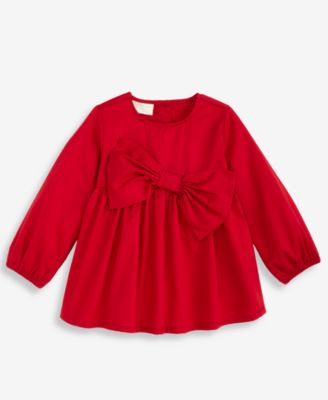 Baby Girls Cotton Long-Sleeve Big-Bow Top & Pants, Macy's Exclusive