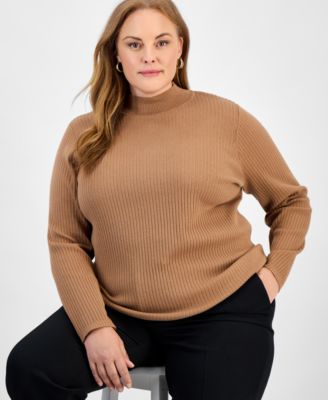 Jones New York - Plus Size Sutton Long-Sleeve Mock-Neck Top