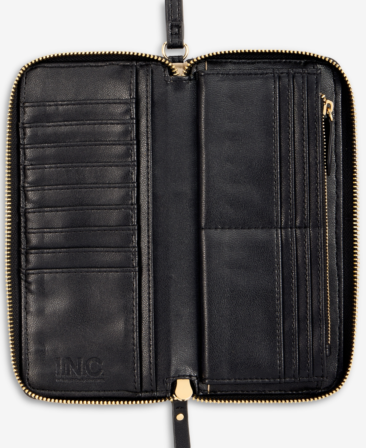 Inc International Concepts Hazel Ruched Zip-around Wallet, Macy's Exclusive In Black