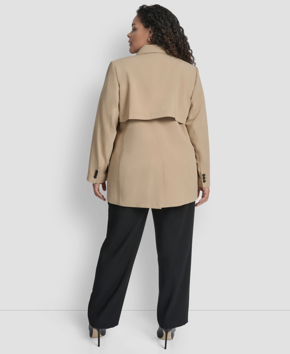 Dkny Plus Size Double Breasted Trench Jacket In Brown